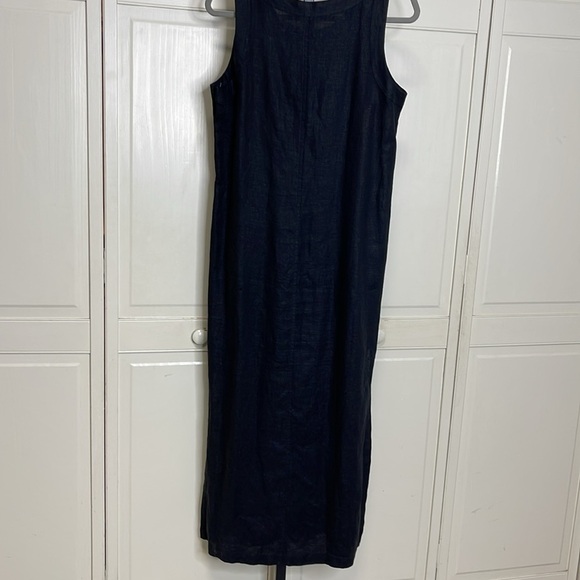 Cali Cali Women’s Tank Navy Black Linen Maxi Dress Size Medium Button Detail - Picture 6 of 10